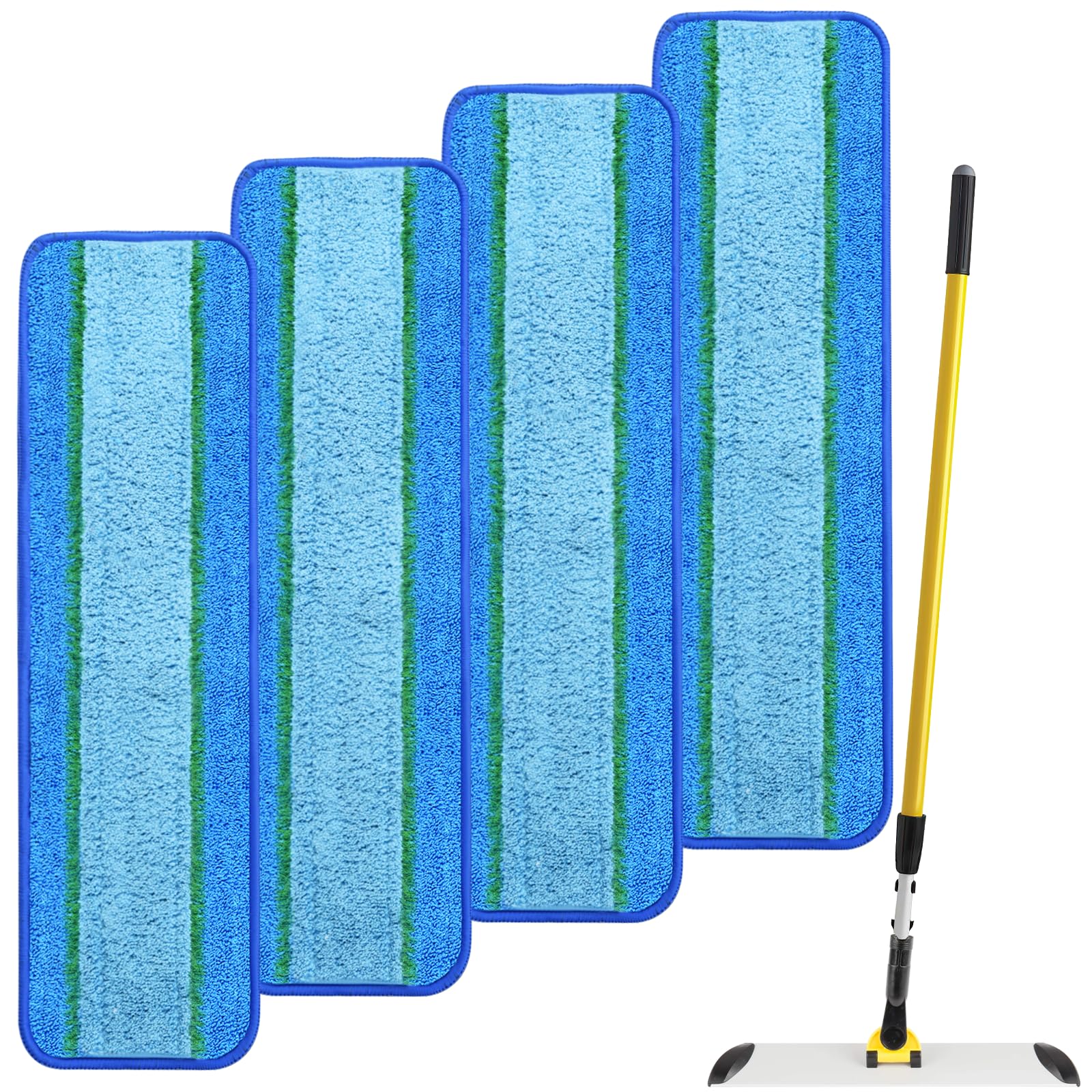 Photo 1 of 4 Pack Microfiber Deep Cleaning Pad for Rubbermaid Commercial 18 Inch Mop and 17 Inch Mop, Reusable Wet & Dry Mop Refills for Commercial Flat Mop System 18" and 17" Mop