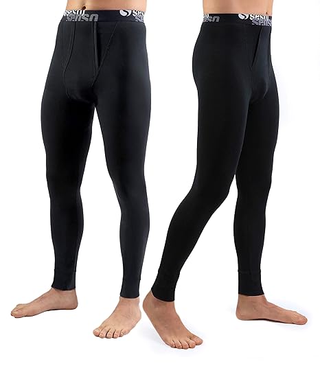 Sesto Senso® Herren Lange Unterhose Baumwolle 2er Pack Funktionsunterwäsche Hose Lang Thermounterwäsche Winter Thermo Unterte