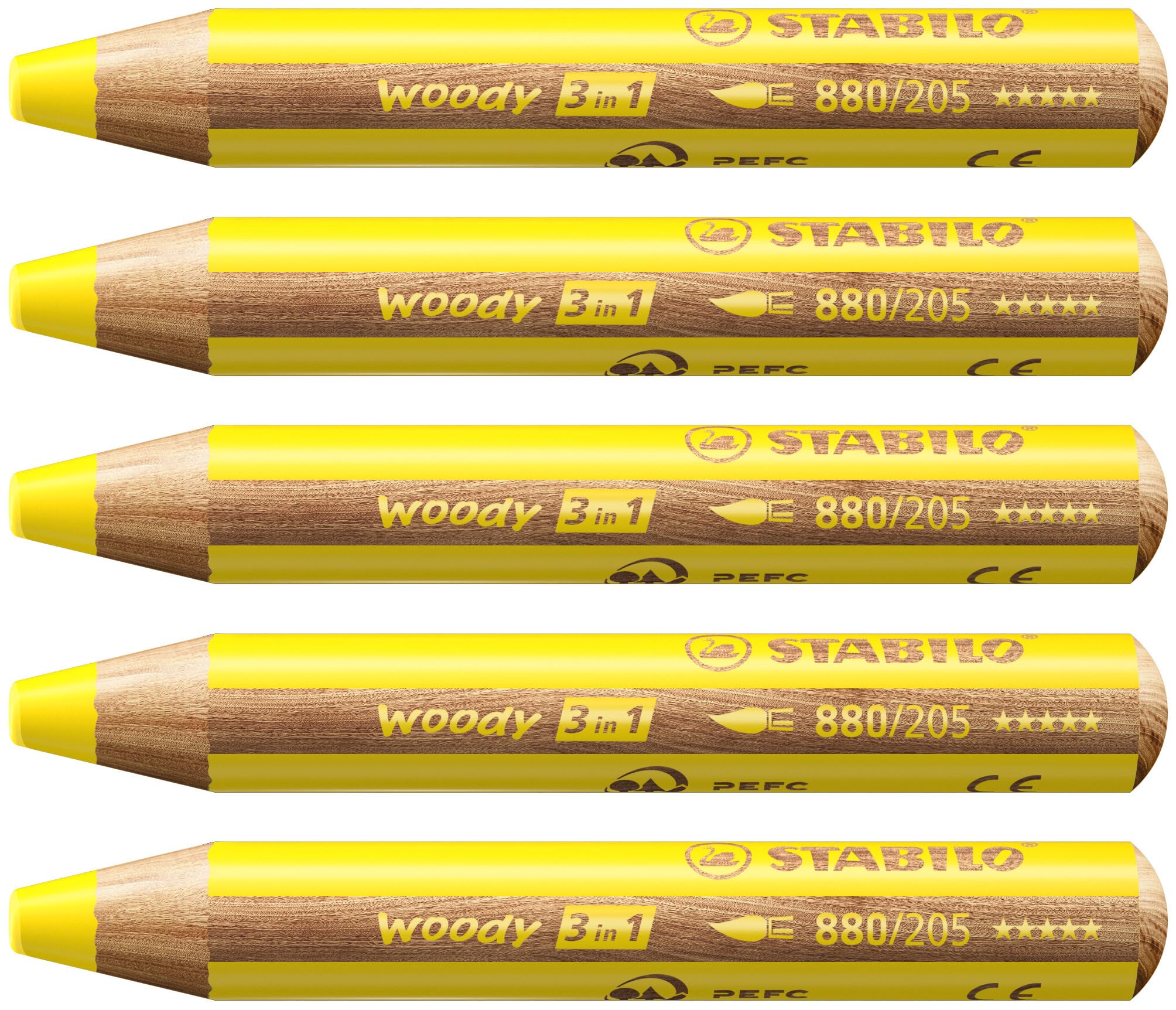 STABILO woody 3-in-1 - Multi-Talented Pencil - Pack of 5 - Yellow — image 1