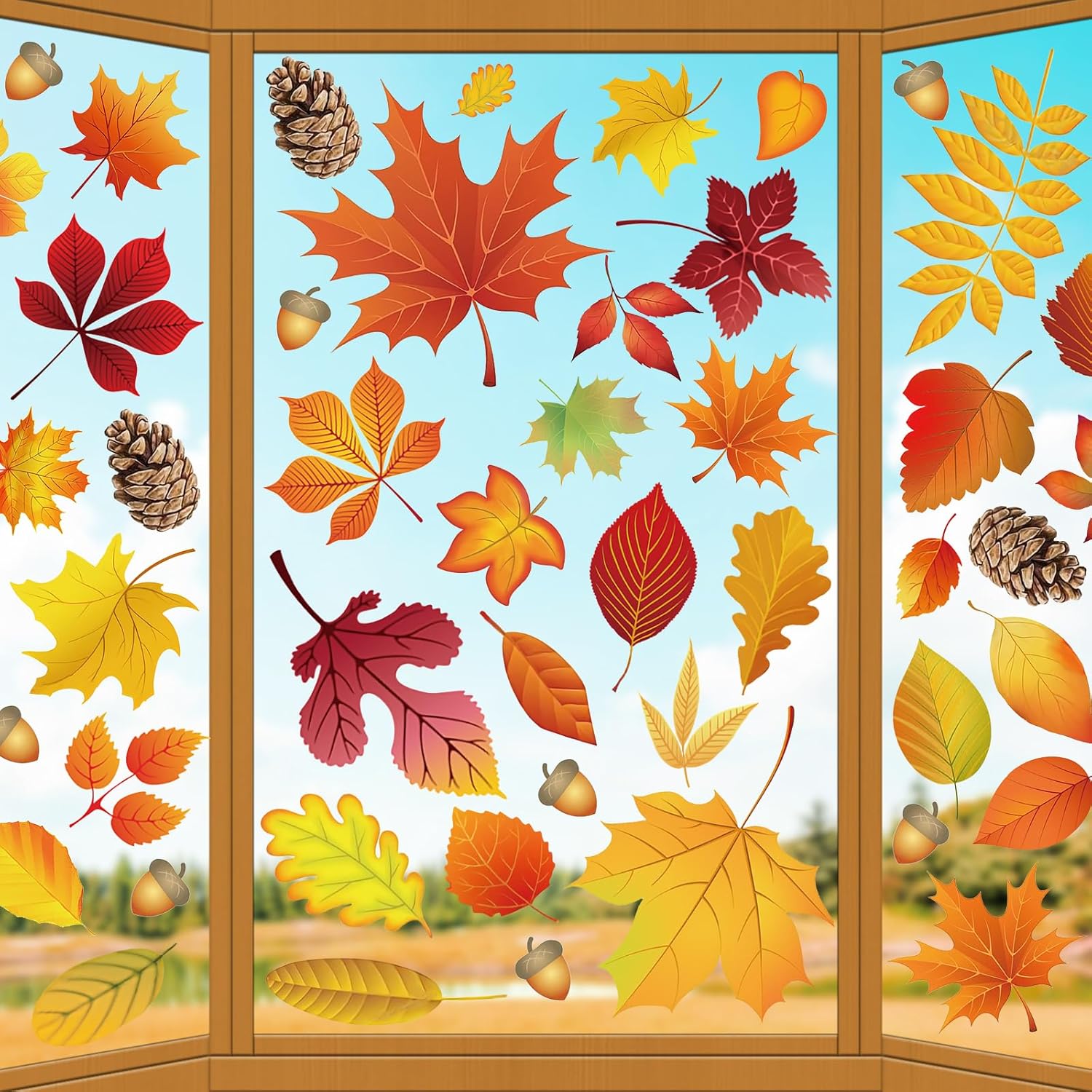 Window Treatments - Suponar Fall Window Clings, 8 Sheet Fall Window clings for Glass Windows, Fall Decorations for Home, Fall Leaves Window Stickers for Thanksgiving Autumn Fall Décor