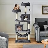 Yaheetech 158cm Multi-Level Cat Tree Tower with Condos Perches Hammock Dark Grey view 2