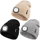 Beanie with Light for Men Women, Winter Hat with Light Built in Led Beanie Headlamp Caps, Stocking Stuffers Gifts for Dad Him