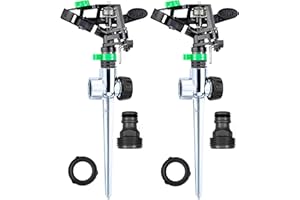 Pulsating Impact Yard Sprinkler, 7.5 to 538 Squre Meter Adjustable Coverage, Pack of (2), Perfect for Lawn,Garden and Yard by