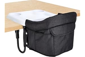 MOMMYHUG Portable Hook On High Chair with Tray for Babies & Toddlers, 6-36 Months, Collapsible Design, Fits Tables 0.8" to 3.5" Thick, Easy to Clean, with Travel Bag