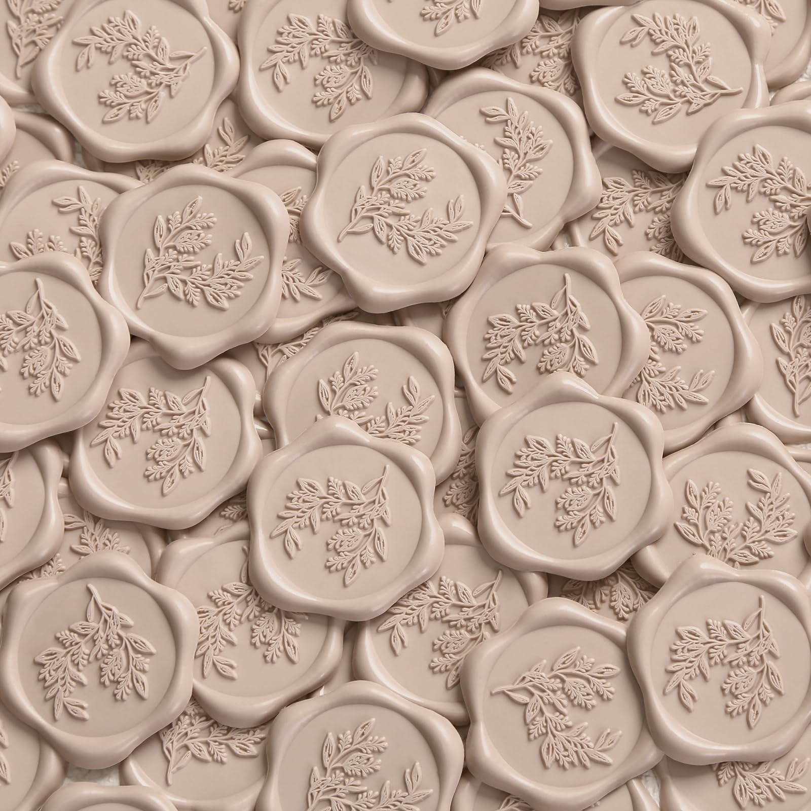 Photo 1 of UNIQOOO Wax Seal Stickers - Eucalyptus Wedding Invitation Envelope Seal Stickers, 100 Pcs Self- Adhesive Taupe Stickers, Perfect for Invitation, Christmas, Gift Wrapping, Party