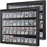2 Pack Baseball Card Display Case, 36 Graded Card Display Frame Lockable, Trading Card Display with UV Protection Sports Card Display Case for Baseball Cards, Football Cards, Sports Cards
