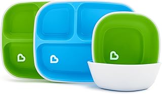 Munchkin Splash Kinderteller und Schalen-Set, blau/grün, 4-teilig