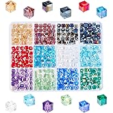 PH PandaHall 360pcs Cube Glass Beads, 12 Colors Faceted Electroplate Beads 6mm Crystal Spacer Beads Loose Beads for Necklace Earring Jewelry Making, Hole: 1mm