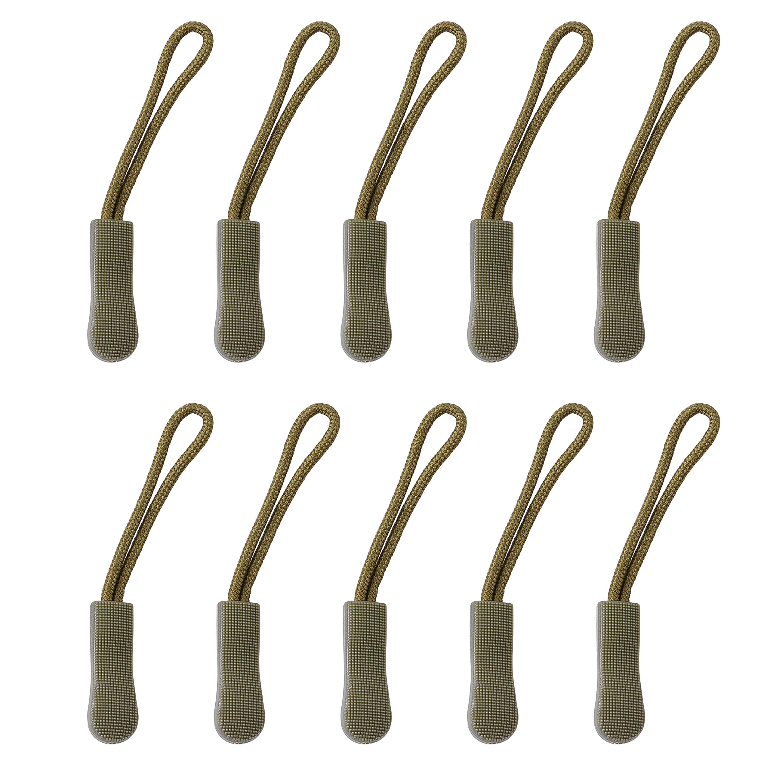 POFET 10pcs Zip Tags Cord Pulls Zipper Extension Zip Slider Green