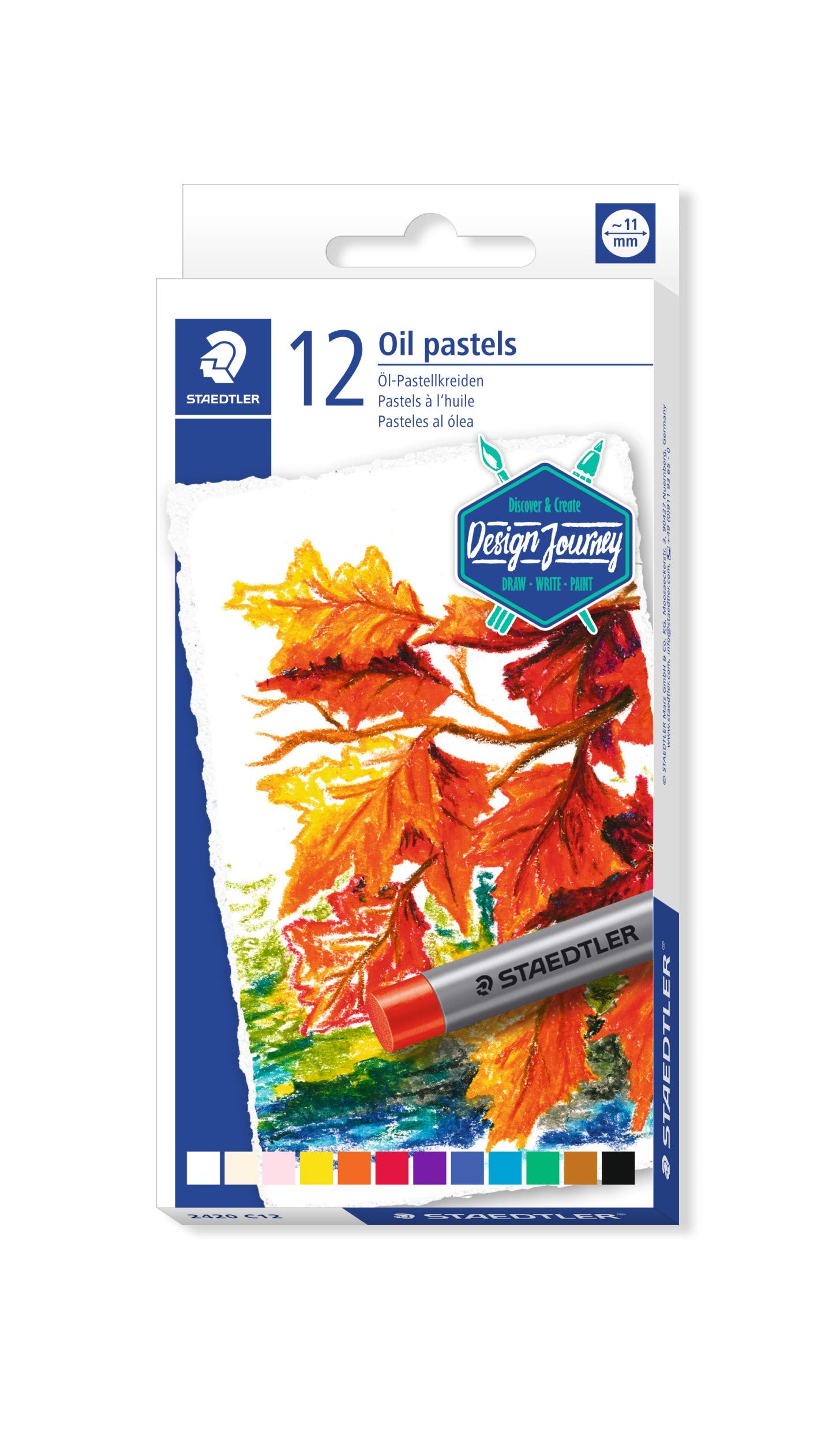 STAEDTLER 2420 C12 Design Journey Oil Pastels - Assorted Colours (Pack of 12)