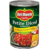 Del Monte Canned Petite Diced Tomatoes with Hatch Green Chilies, 14.5 oz (Pack of 12 Cans)