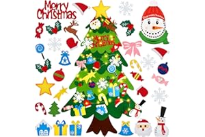 Noiclub 3.6 ft DIY Felt Christmas Tree for Toddlers,2025 Advent Calendar with 32 Removable Ornaments Wall Hanging Xmas Gift Decoration with String Lights (Batteries Not Included)