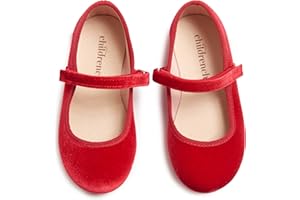CHILDREN CHIC Childrenchic Mary Jane Flats with Hook and Loop Straps – Girls' Shoes for School, Weddings and Casual Wear