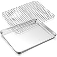 TeamFar Baking Sheet with Rack, 17.6 x 13 x 1 Inch Stainless Steel Baking Tray Pan Cookie Sheet with Cooling Rack Set for Baking/Roasting/Cooling, Non-Toxic & Heavy Duty, Dishwasher Safe