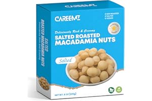 CAREEMZ Salted Roasted Macadamia Nuts, Malawi’s Finest Gourmet Snack, Vacuum Sealed for Freshness (Salted, 8oz)
