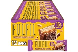 FULFIL Protein Snack Bars, Chocolate Peanut Caramel Flavored, Gluten Free with 15g Protein, Pantry Staples, 12 Count