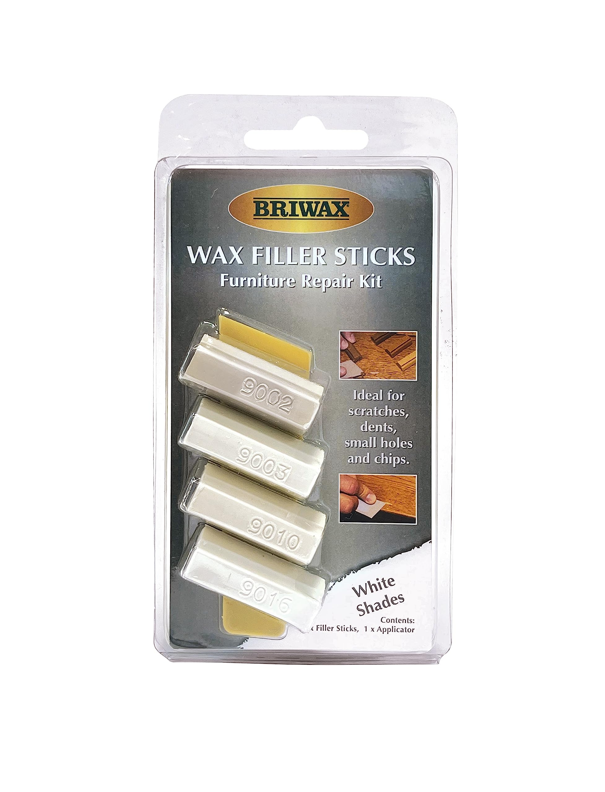 Briwax Filler Sticks White – Quick Wood Repair for Scratches, Cracks & Nail Holes | Assorted Shades