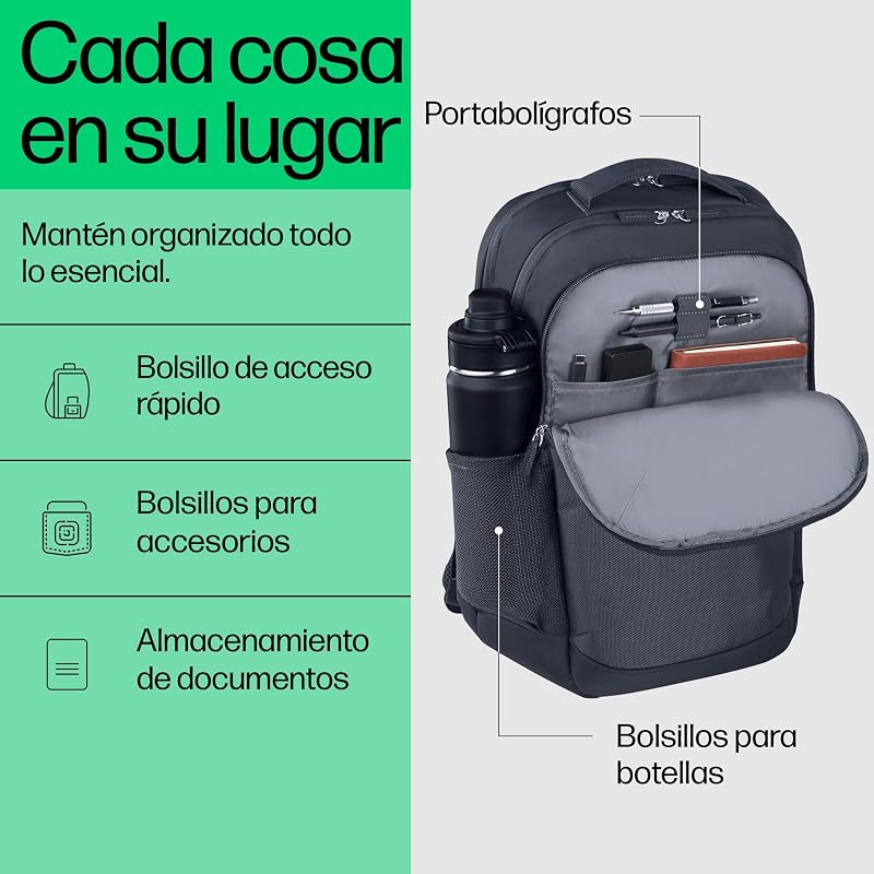 Mochila do dia a dia para portátil de 16", feita com poliéster reciclado 600D, 21L, compartimento almofadado, resistente à água, cinzento