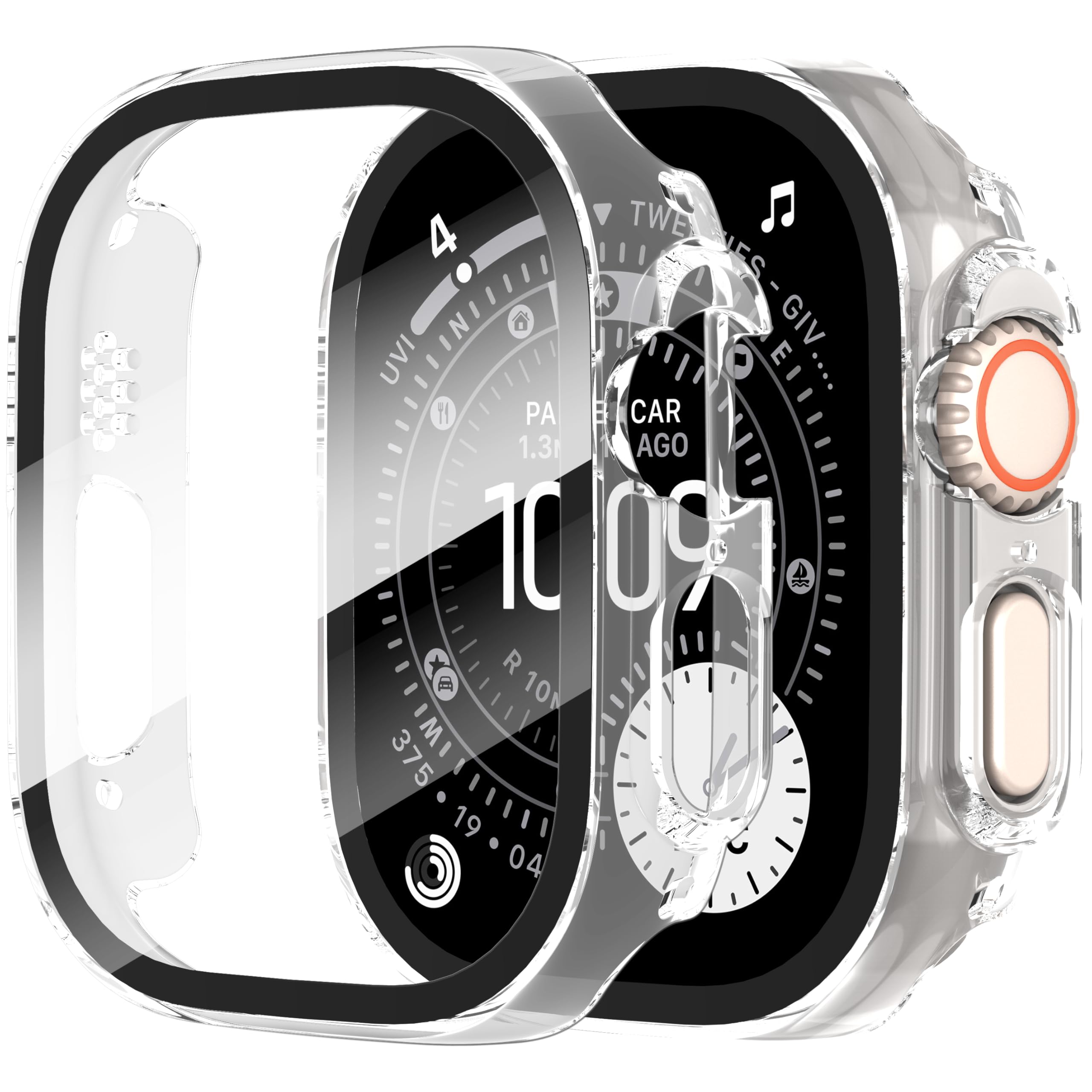 Diruite 2-Pack Screen Protector for Apple Watch Ultra 3/2/1 49mm Tempered Glass Case,All Around Hard Matte PC Protective Cover,Transparent,49mm — image 1