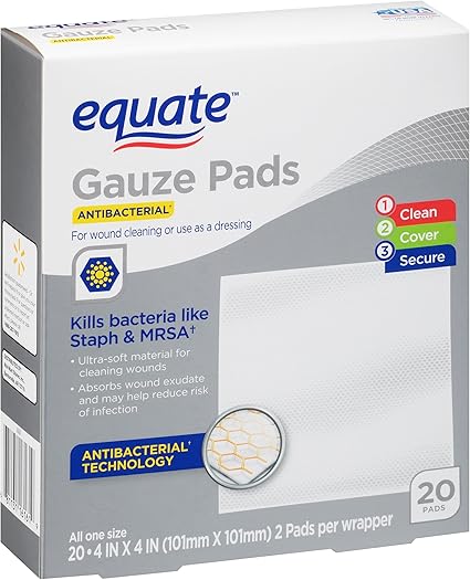Amazon Com Equate Antibacterial Gauze Pads 20 4 Inches X 4 Inches 20 Ct Health Personal Care