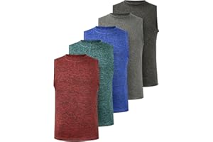 Femdouce 5 Pack Boys Workout Sleeveless Tank Tops Athletic Quick Dry Shirt Comfort Tagless Boy Tank Top Undershirts