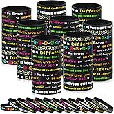 CHRORINE 120 Pcs Motivational Quote Silicone Bracelets Colored Inspirational Rubber Wristbands Unisex for Home Office Party Favor Gifts Supplies 12 Designs
