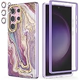 Chvelop for Samsung Galaxy S23 Ultra Case with Bumper [No Screen Protector] + Camera Protector, TPU Shockproof 360° Protection, Glossy Fade-Resistant Pattern Phone Cases Cover for S23 Ultra, Purple