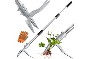 NFie Weed Puller Tool with Gloves, Long Handle Stand Up Weed Tool, Heavy Duty Weeder Remover Tool with 4 Claw Steel Head for Garden, Yard, Lawns, Sidewalk