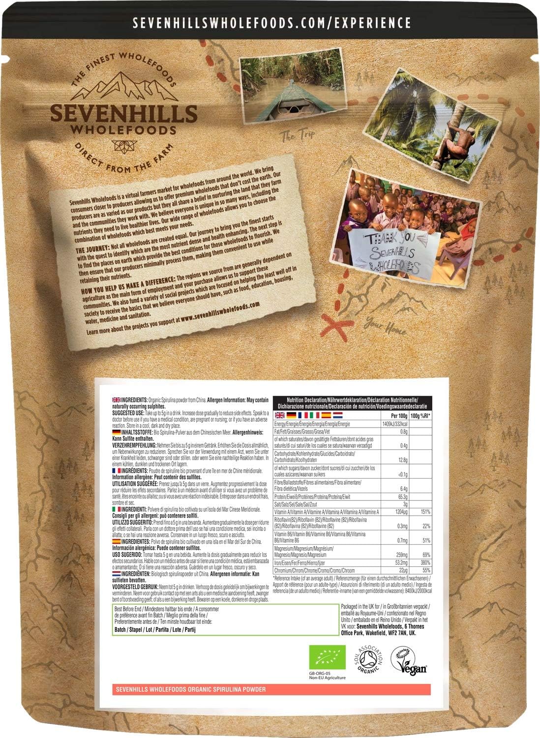 Sevenhills Wholefoods Organic Spirulina Powder 1kg, 1 kg (Pack of 1) - Image 3