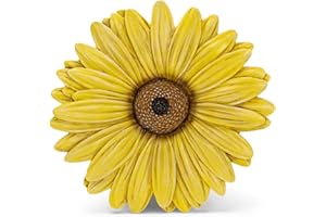 NAT AND JULES NAT & Jules Gerbera Daisy Flower Shaped Dimensional Indoor Outdoor 12 inch Cast Resin Decorative Garden Stepping Stone, Patio, Walkway Sculpture Yard Art, Yellow