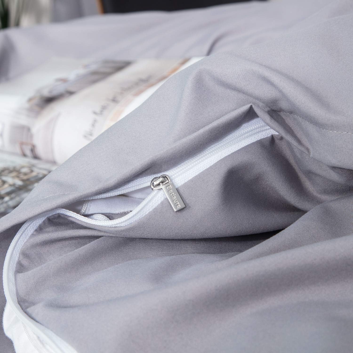 Bedsure Duvet Covers Queen Size Grey - Duvet Cover Queen Set Bedding Comforter Cover with Corner Ties Zipper Closure 90x90 Inch 3 Pieces: Kitchen & Dining