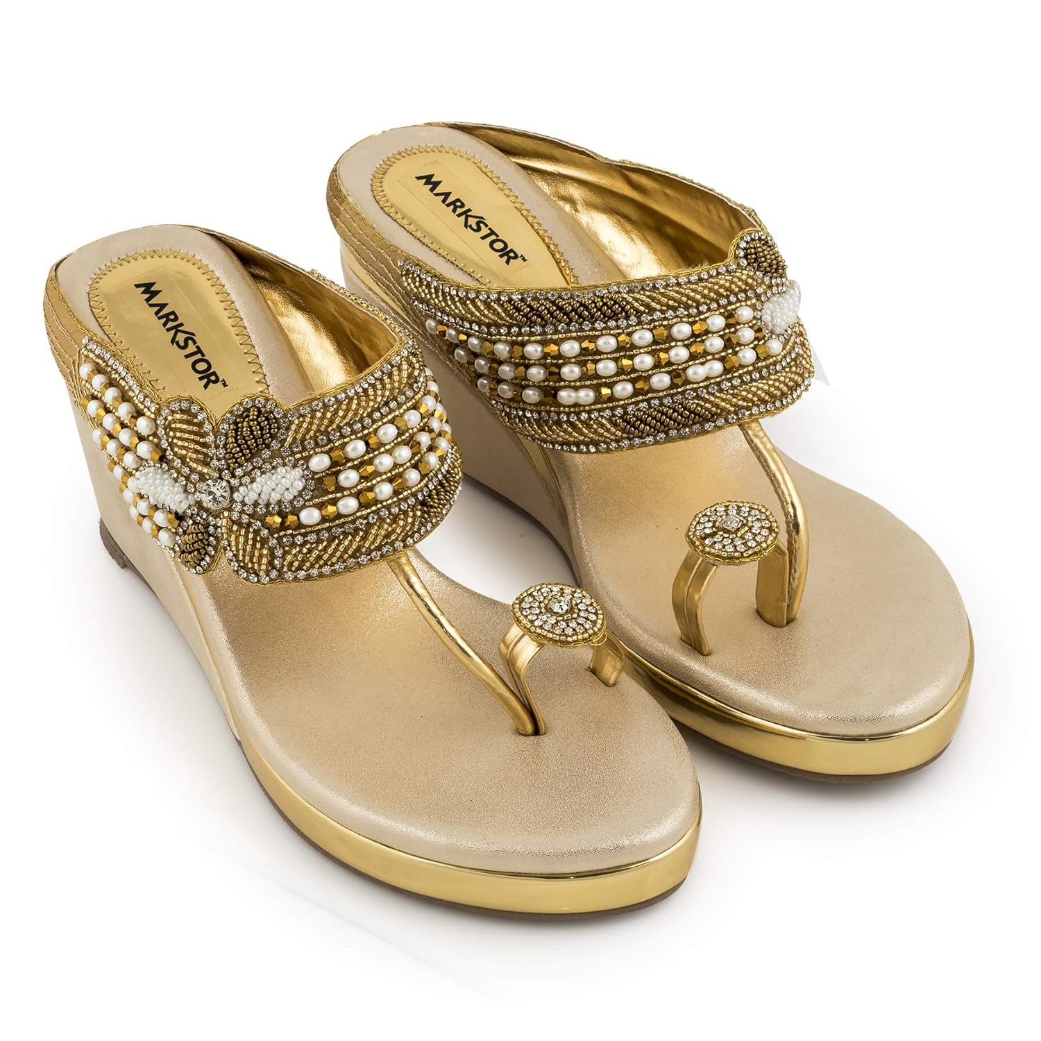 Buy Markstor Authentic Handmade Zari Work Bridal Sandals For