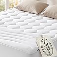 Bedsure RV Short Queen Mattress Pad - Quilted Fitted Mattress Topper Protector with 8-21 Inches Deep Pocket, Noiseless Bed Co