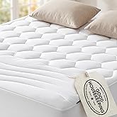 Bedsure RV Short Queen Mattress Pad - Quilted Fitted Mattress Topper Protector with 8-21 Inches Deep Pocket, Noiseless Bed Co