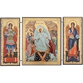 BlessedMart Orthodox Triptych Icon &ndash; Folding Wooden Byzantine Icon &ndash; Christian Religious Home Decor &amp; Gift (Resurrection of Christ &ndash; Harrowing of Hades)