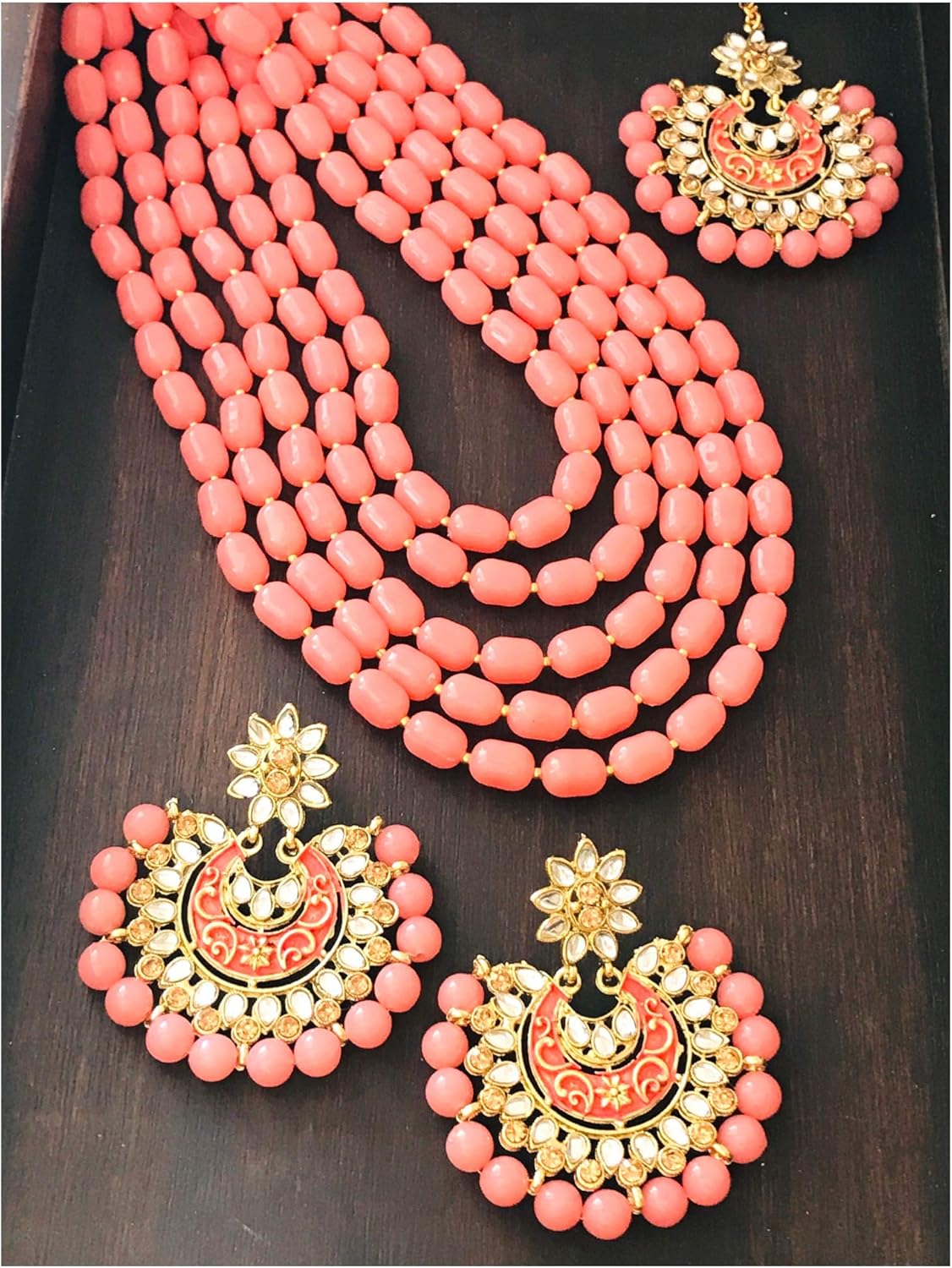 Buy TOF Gold Plated Rajasthani Five Layer Mala/Necklace Set in Semi