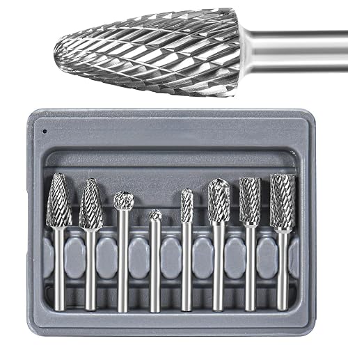 Carbide Burr Set – 1/4" Shank Double Cut Rotary Rasps, 10-Piece, For Wood, Plastic & Soft Metal Grinding