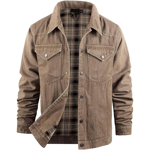 Men's Flannel Lined Shirt Jacket – Snap Button Western Cowboy Shacket, Lightweight & Warm