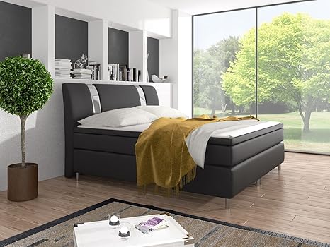 Box Spring Bed Double Bed King Size Ventura 140 X 200 Cm Black Amazon De Kuche Haushalt