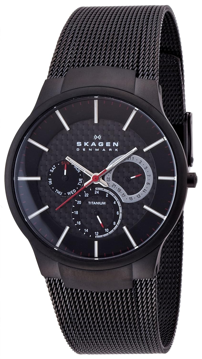 Skagen Black Mesh Titanium Mens Watch 809XLTBB Amazon.co.uk Watches