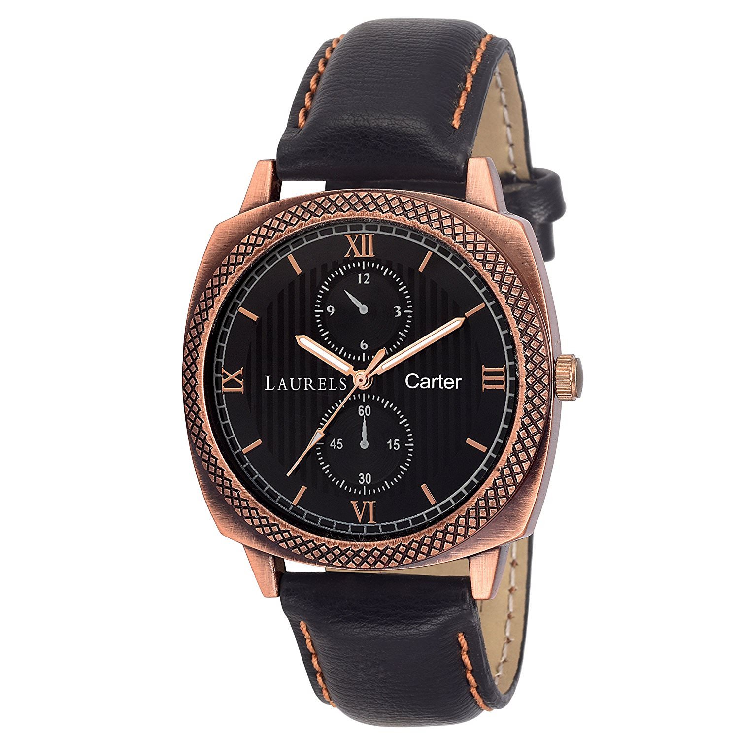 laurels carter black dial analog wrist watch - for men