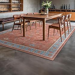 Hazo Haus Washable Non-Slip 8x10 Terracotta Rug for