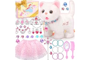 Tagitary Plush Toys Walking Cat Repeats What You Say,Stuffed Interactive Cat Talking Singing Toys with Princess Dress Up Accessories Jewelry Toys,Christmas Birthday Gift Party Favors for Kids