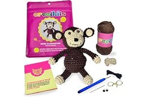 CREATKITS Easy Crochet Kit for Beginners Animals - Learn to Crochet Kits for Beginners - Monkey Crochet Box