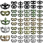 Allruyee 50 Pieces Masquerade Masks Vintage Antique Mask Venetian Party Masks