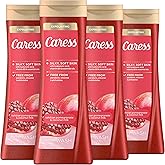 Caress Body Wash for Women, Tahitian Pomegranate & Coconut Milk, Exfoliating Shower Gel for Renewed, Glowing Skin, 20 fl oz, 4 Pack