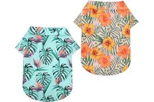 BOTEWO 2Pack Dog Shirt for Large Dogs - Cute Puppy Hawaiian Short Sleeve Beach T-Shirt Summer Floral Cool Dog Sweatshirts Lightweight and Breathable Dog Clothes