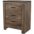 Signature Design by Ashley Trinell Rustic 2 Drawer Nightstand with USB Charging Stations, 29.65" Tall, Warm Brown