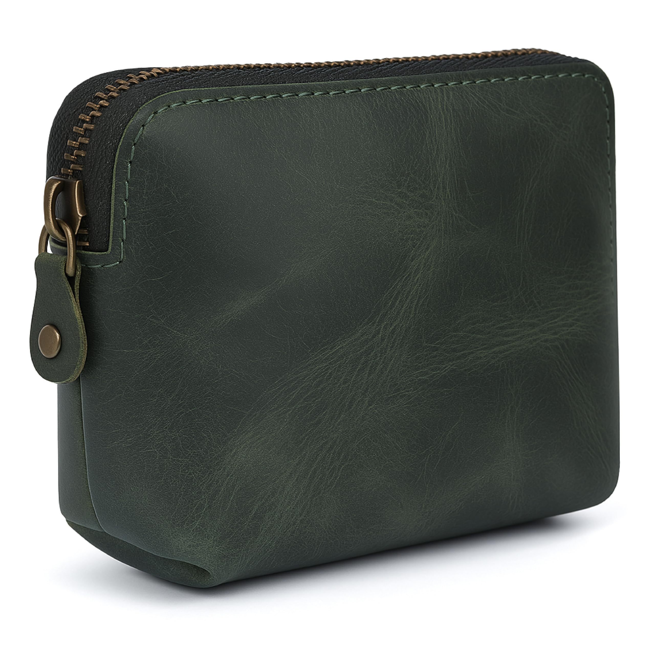Photo 1 of TheAntiq Leather Cosmetic Bags Make Up Bags for Women - Handmade Makeup Case Small Makeup Bags Jewelry Coin Pouch, Toiletry Bag for Men, Travel Cosmetic Pouch For Purse- Forest Green