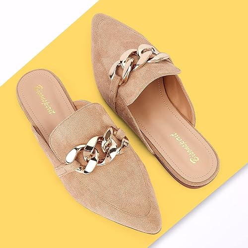 BISON SPIRIT Mules for Women Flats Pointed Toe Slip On Slides Lo 並行輸入品 Pointed Toe Mule Slip On Shoes BISON SPIRIT Mules For Women Flats